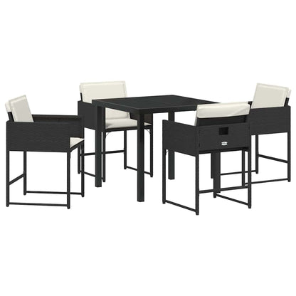 Set da Pranzo per Giardino 5 pcs Nero polyrattan - homemem39