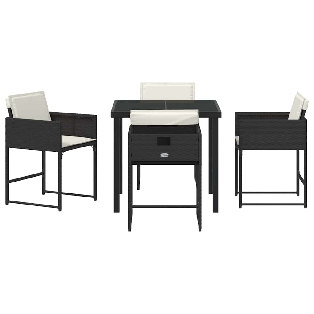 Set da Pranzo per Giardino 5 pcs Nero polyrattan - homemem39