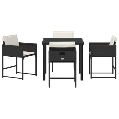 Set da Pranzo per Giardino 5 pcs Nero polyrattan - homemem39