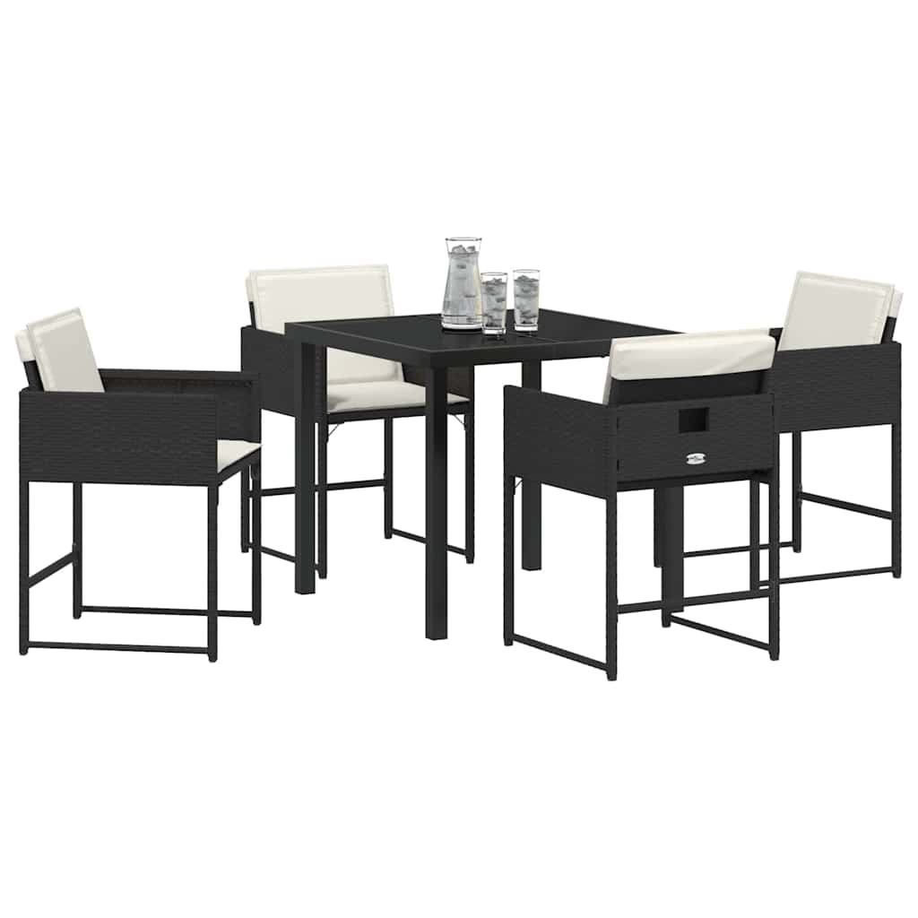 Set da Pranzo per Giardino 5 pcs Nero polyrattan - homemem39