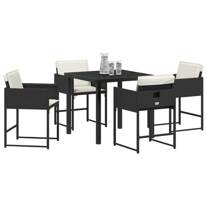 Set da Pranzo per Giardino 5 pcs Nero polyrattan - homemem39