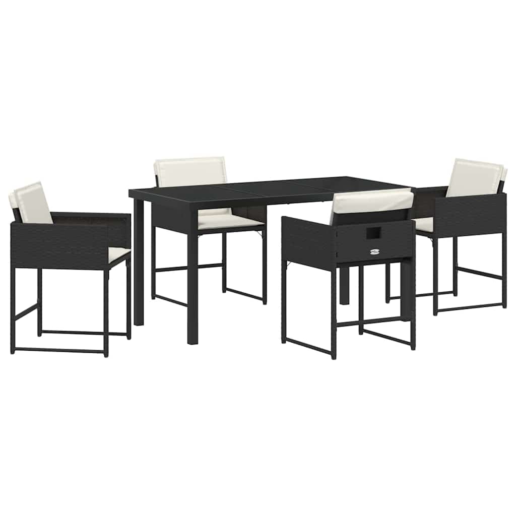 Set da Pranzo per Giardino 5 pcs Nero polyrattan - homemem39