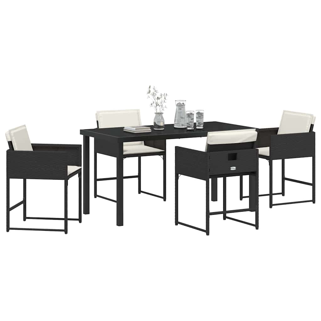 Set da Pranzo per Giardino 5 pcs Nero polyrattan - homemem39