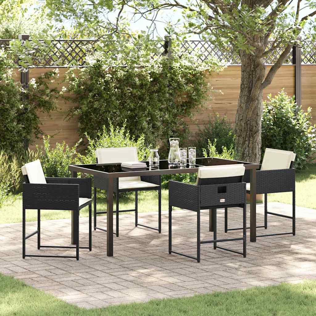 Set da Pranzo per Giardino 5 pcs Nero polyrattan - homemem39