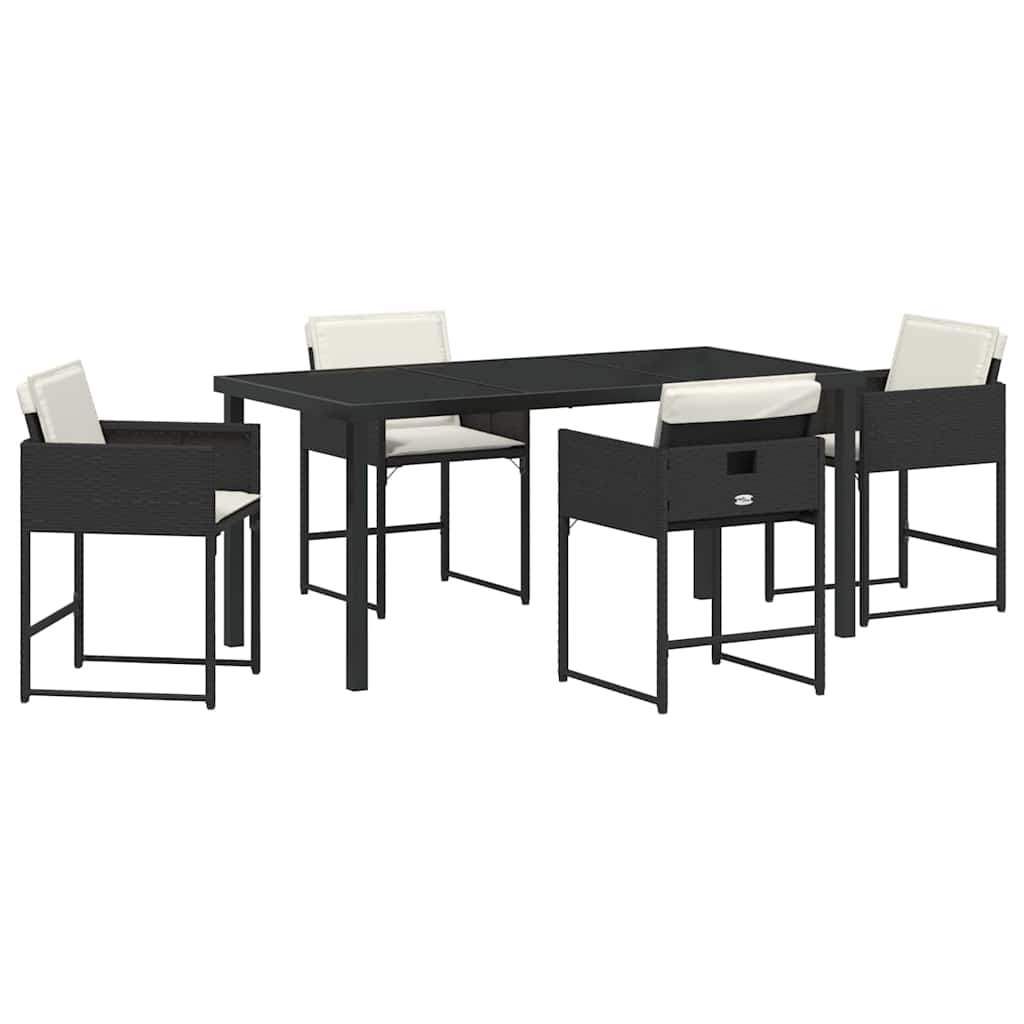Set da Pranzo per Giardino 5 pcs Nero polyrattan - homemem39