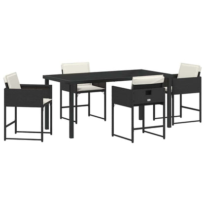 Set da Pranzo per Giardino 5 pcs Nero polyrattan - homemem39