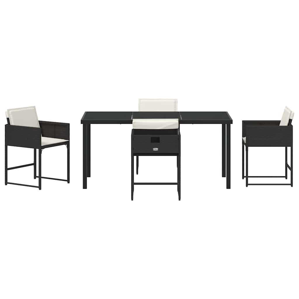 Set da Pranzo per Giardino 5 pcs Nero polyrattan - homemem39