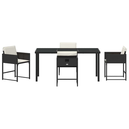 Set da Pranzo per Giardino 5 pcs Nero polyrattan - homemem39