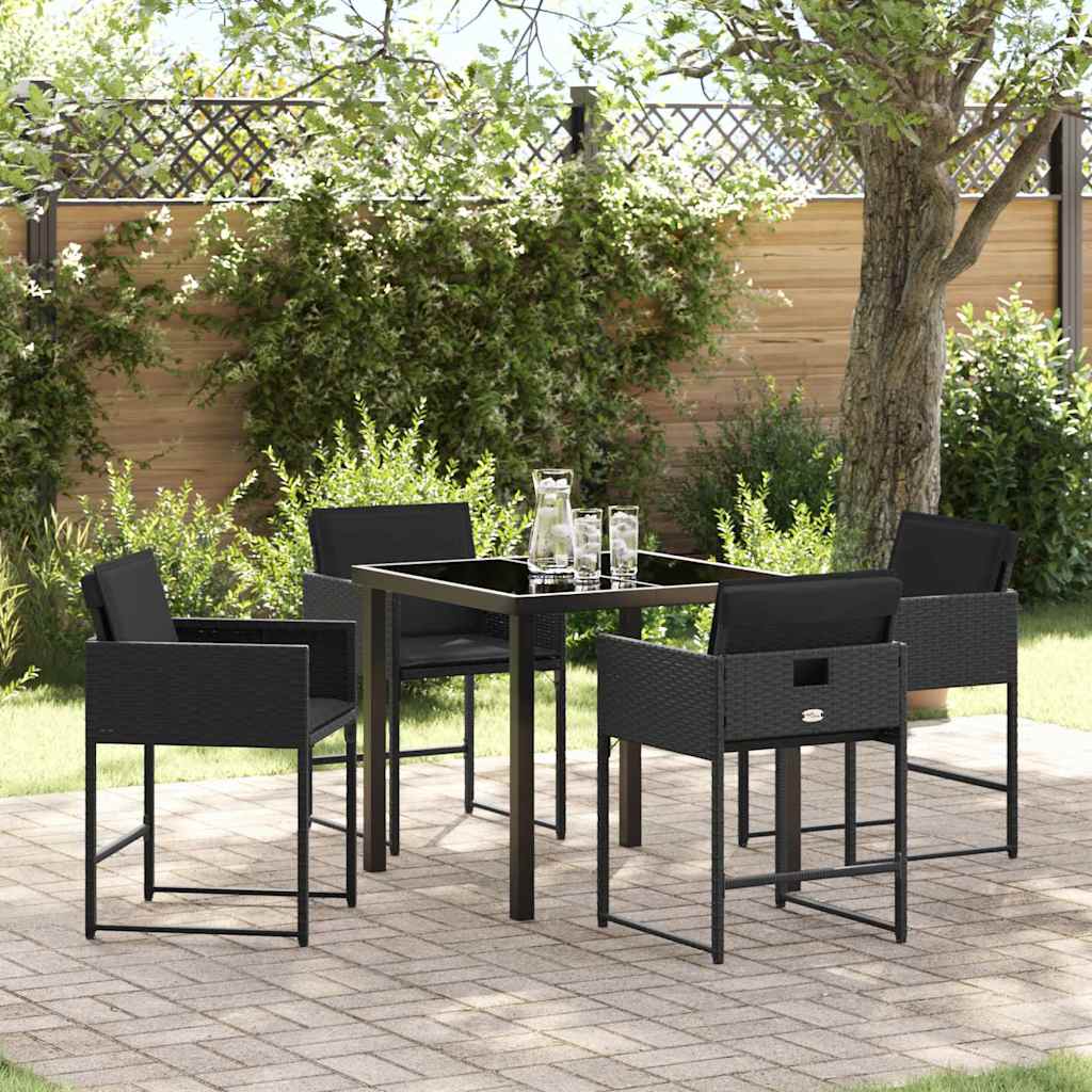 Set da Pranzo per Giardino 5 pcs Nero polyrattan - homemem39