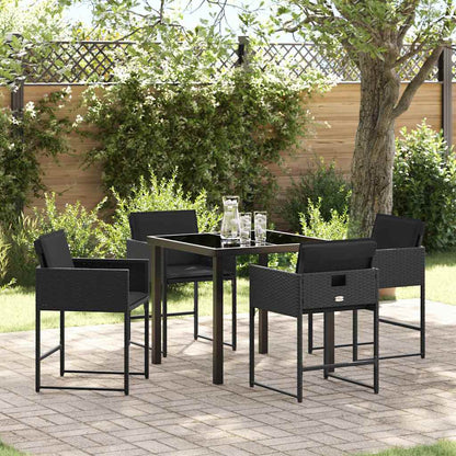 Set da Pranzo per Giardino 5 pcs Nero polyrattan - homemem39