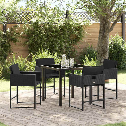 Set da Pranzo per Giardino 5 pcs Nero polyrattan - homemem39