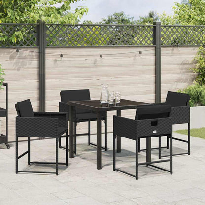 Set da Pranzo per Giardino 5 pcs Nero polyrattan - homemem39