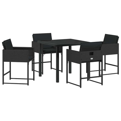 Set da Pranzo per Giardino 5 pcs Nero polyrattan - homemem39