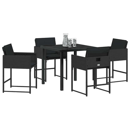 Set da Pranzo per Giardino 5 pcs Nero polyrattan - homemem39