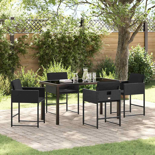 Set da Pranzo per Giardino 5 pcs Nero polyrattan - homemem39