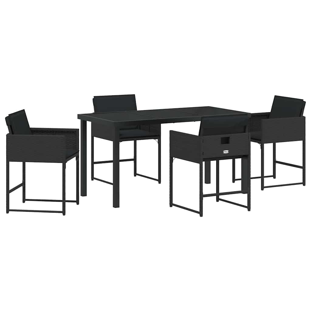 Set da Pranzo per Giardino 5 pcs Nero polyrattan | homemem39