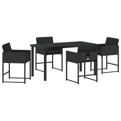 Set da Pranzo per Giardino 5 pcs Nero polyrattan | homemem39