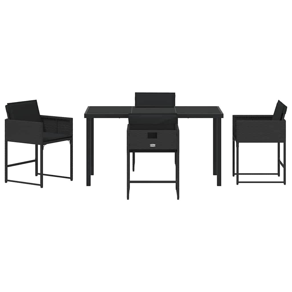 Set da Pranzo per Giardino 5 pcs Nero polyrattan - homemem39