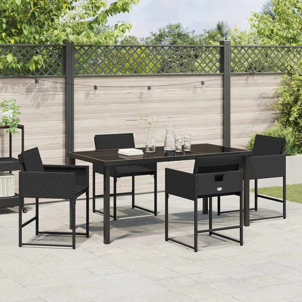 Set da Pranzo per Giardino 5 pcs Nero polyrattan - homemem39