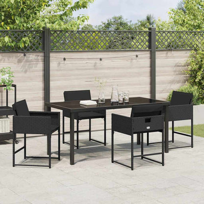 Set da Pranzo per Giardino 5 pcs Nero polyrattan - homemem39