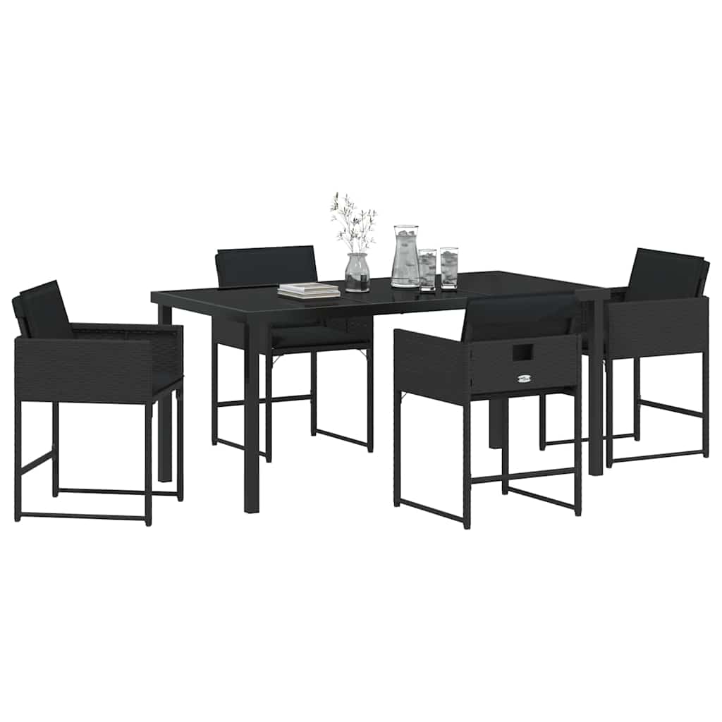 Set da Pranzo per Giardino 5 pcs Nero polyrattan - homemem39