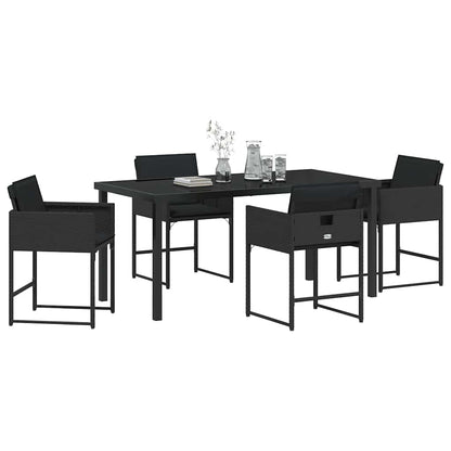 Set da Pranzo per Giardino 5 pcs Nero polyrattan - homemem39