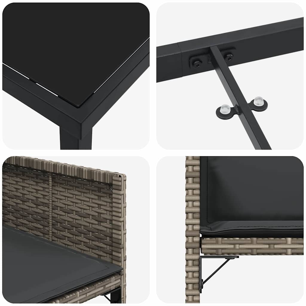 Set da Pranzo per Giardino 5 pcs Grigio polyrattan - homemem39