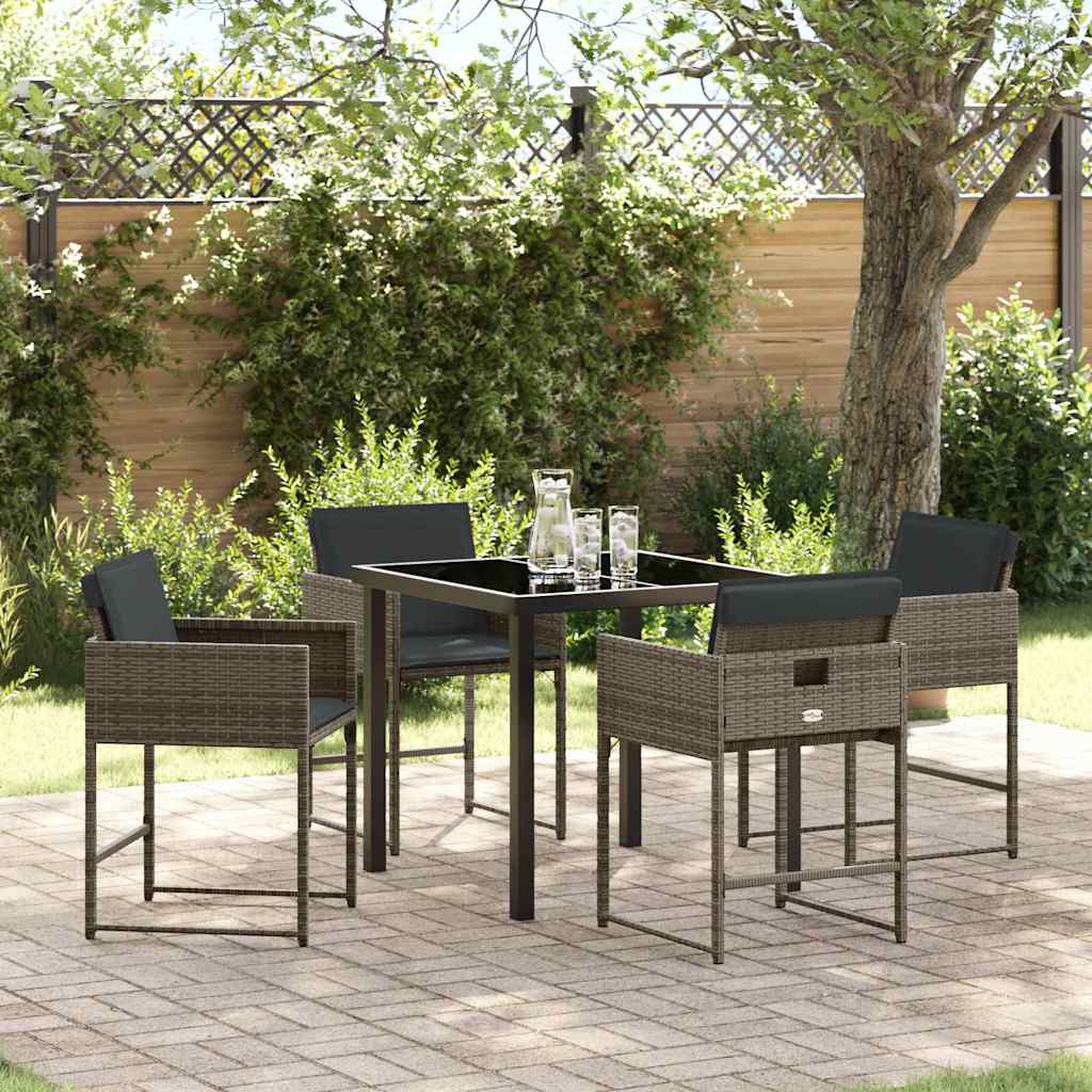 Set da Pranzo per Giardino 5 pcs Grigio polyrattan - homemem39