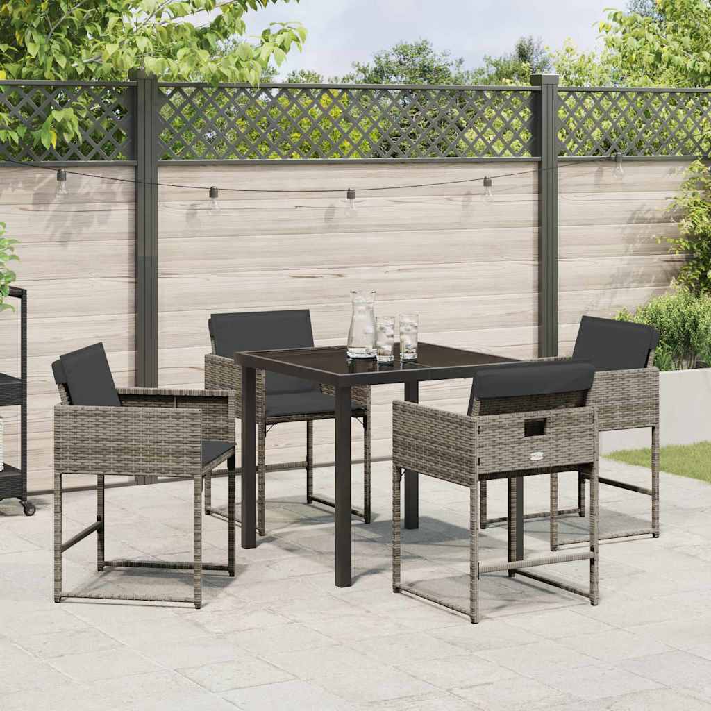 Set da Pranzo per Giardino 5 pcs Grigio polyrattan - homemem39