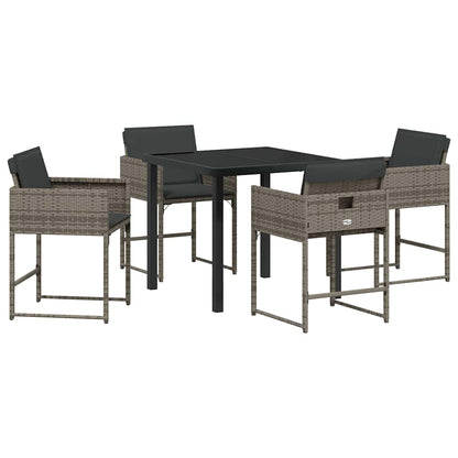 Set da Pranzo per Giardino 5 pcs Grigio polyrattan - homemem39