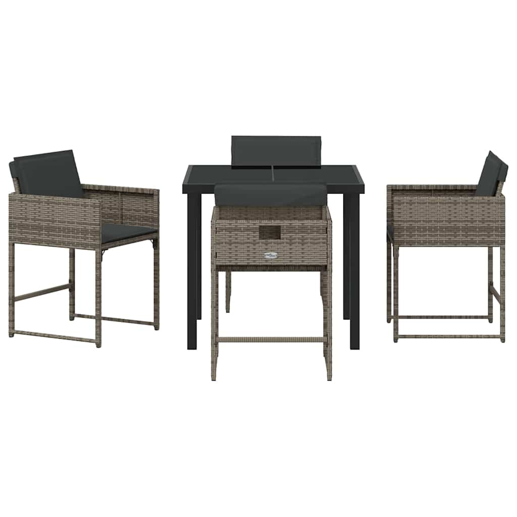 Set da Pranzo per Giardino 5 pcs Grigio polyrattan - homemem39