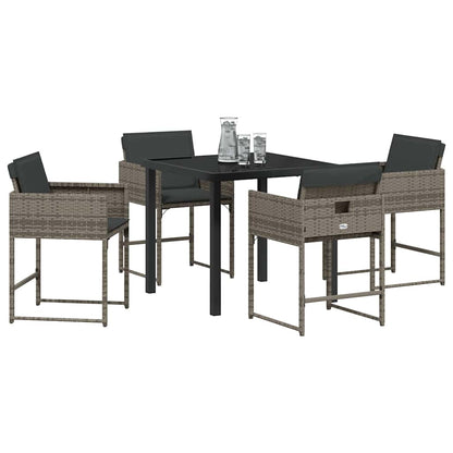 Set da Pranzo per Giardino 5 pcs Grigio polyrattan - homemem39