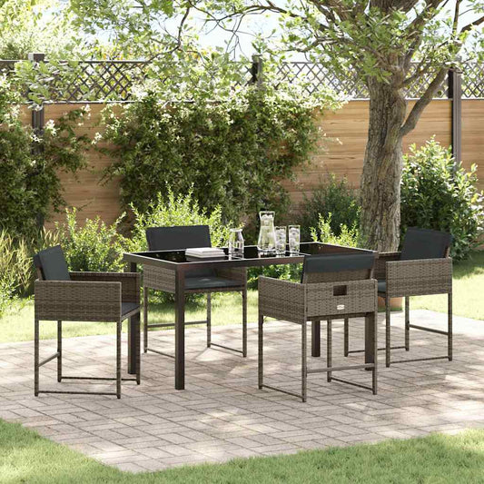 Set da Pranzo per Giardino 5 pcs Grigio polyrattan - homemem39