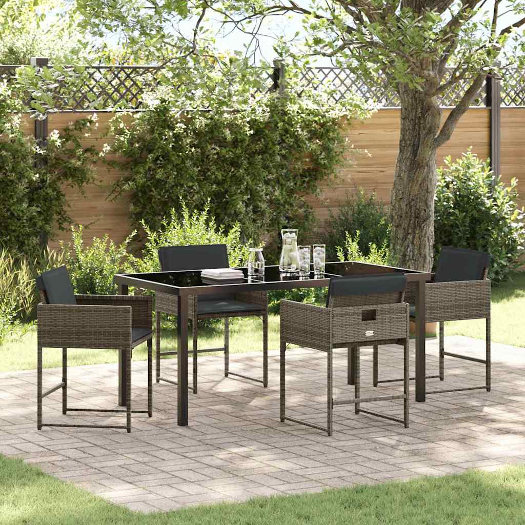 Set da Pranzo per Giardino 5 pcs Grigio polyrattan - homemem39
