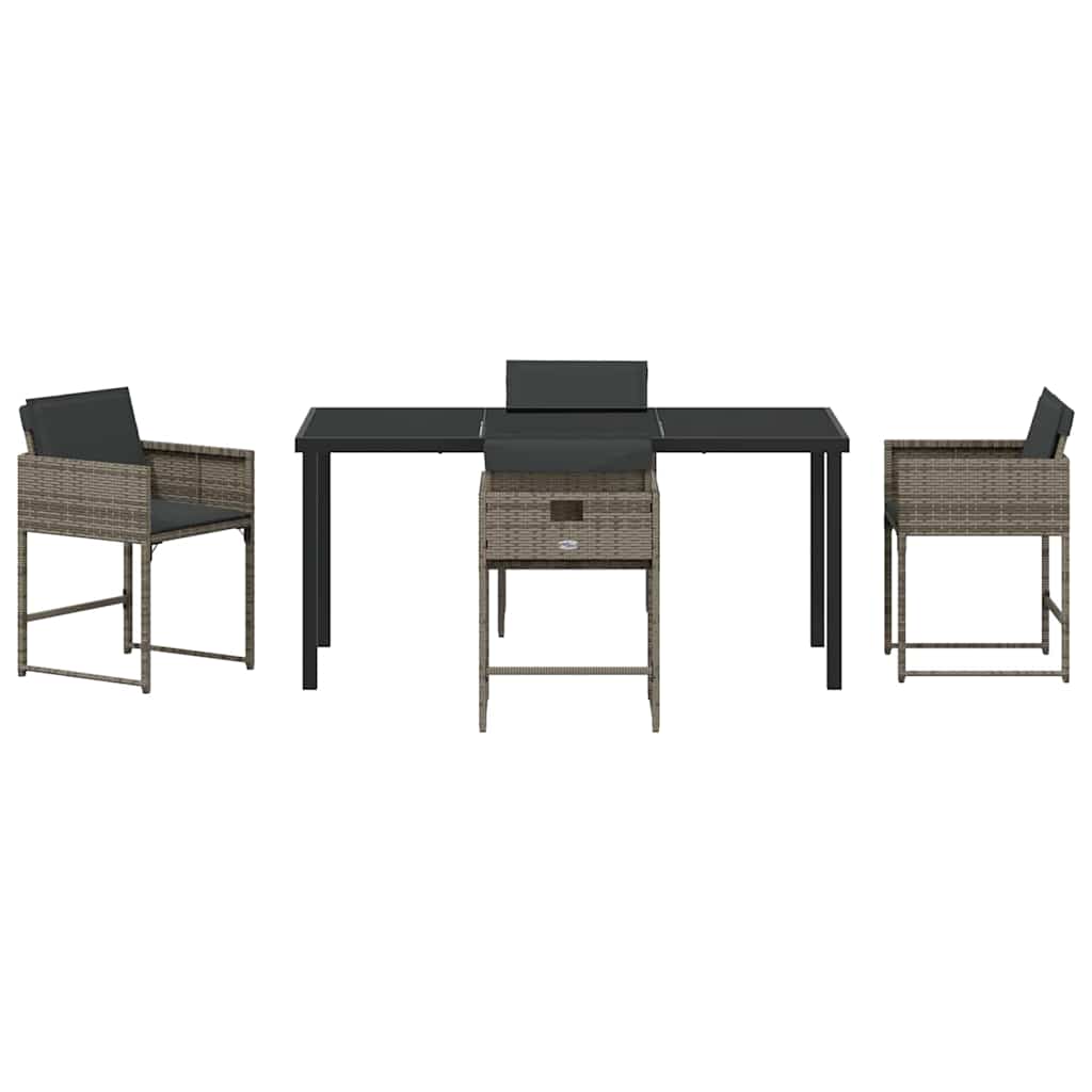 Set da Pranzo per Giardino 5 pcs Grigio polyrattan - homemem39