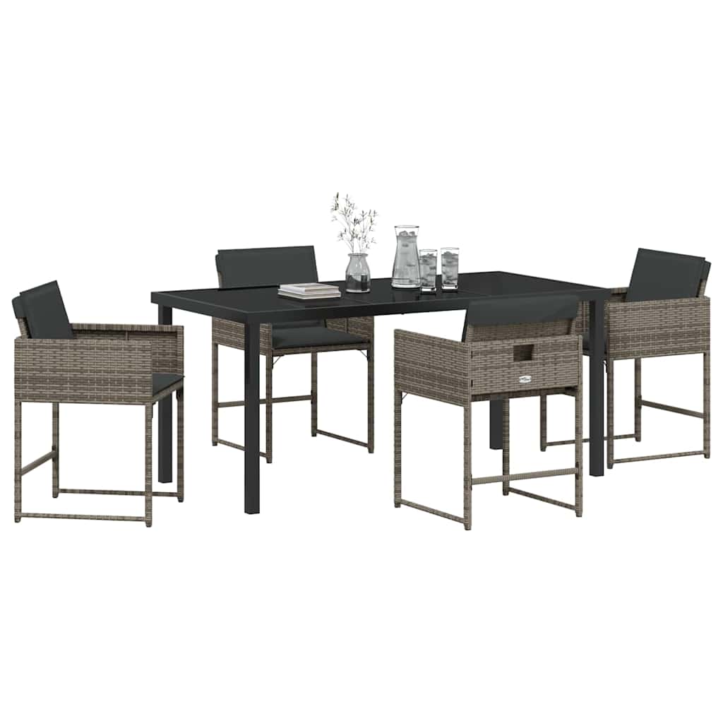 Set da Pranzo per Giardino 5 pcs Grigio polyrattan - homemem39
