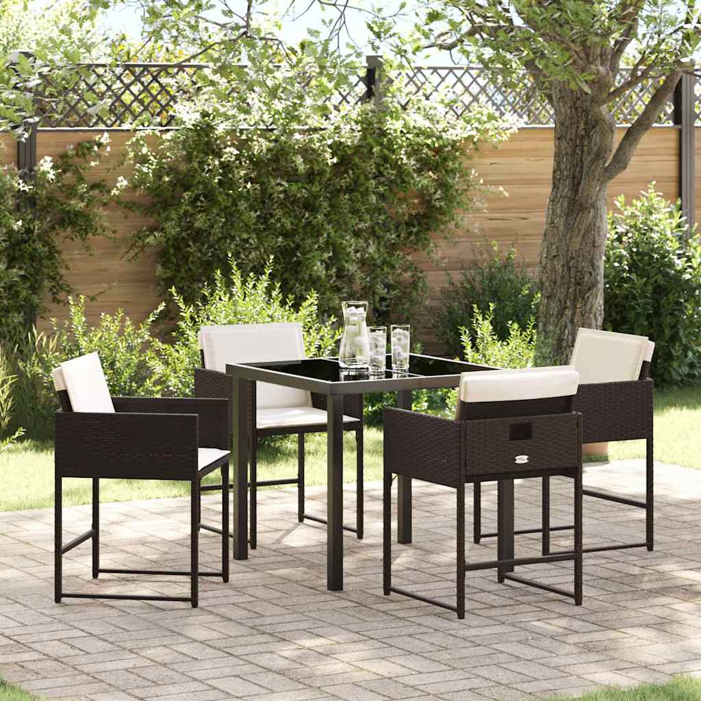 Set da Pranzo per Giardino 5 pcs Marrone polyrattan - homemem39