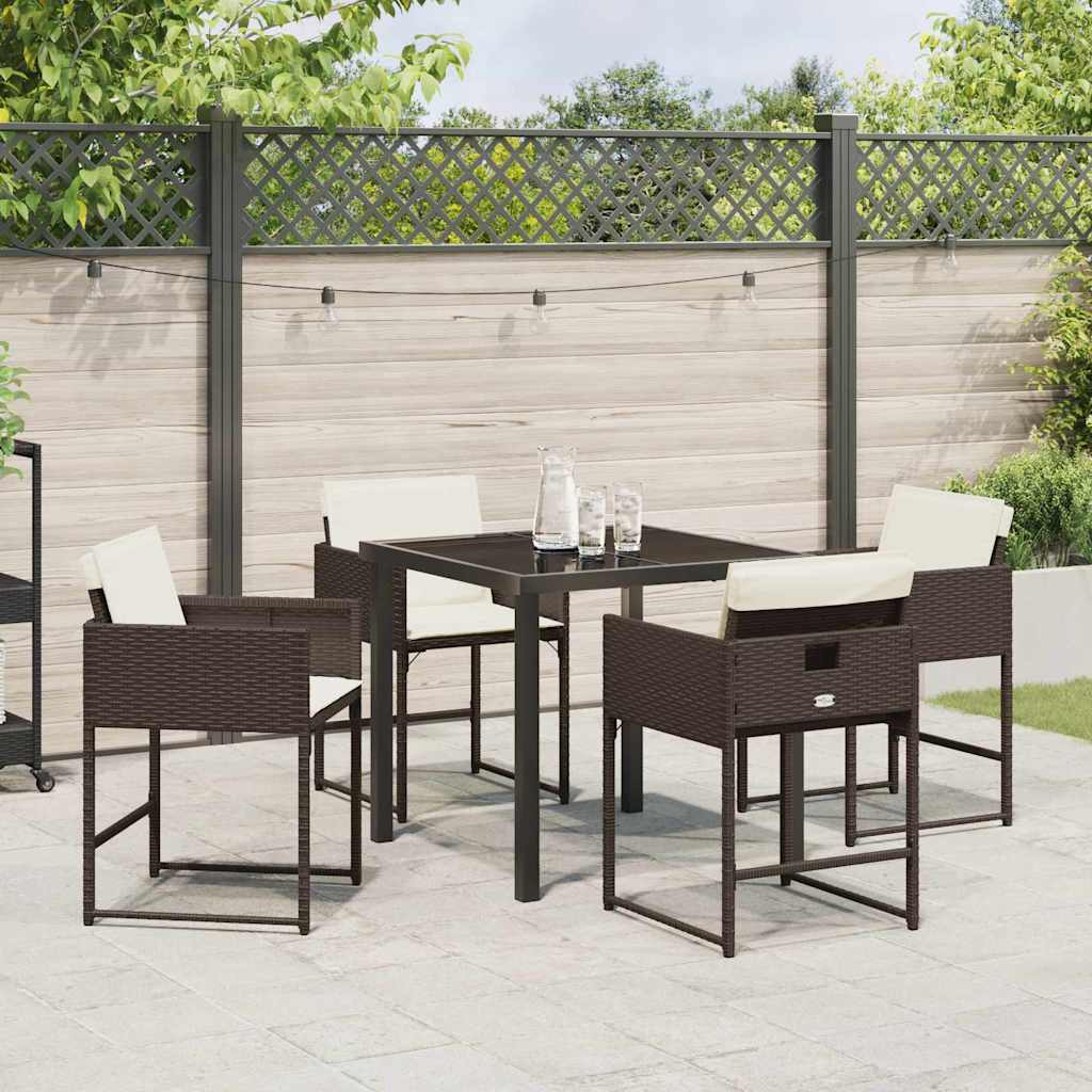 Set da Pranzo per Giardino 5 pcs Marrone polyrattan - homemem39