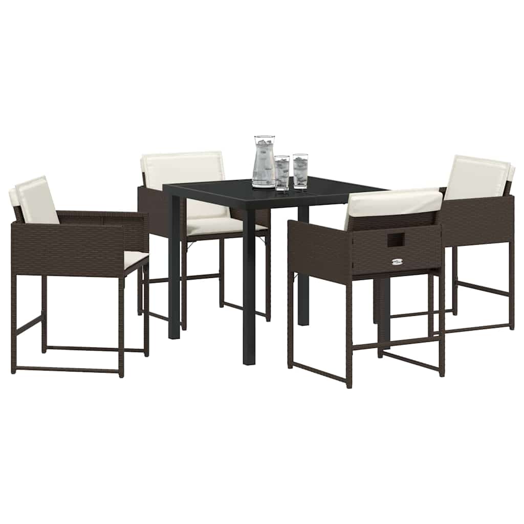 Set da Pranzo per Giardino 5 pcs Marrone polyrattan - homemem39
