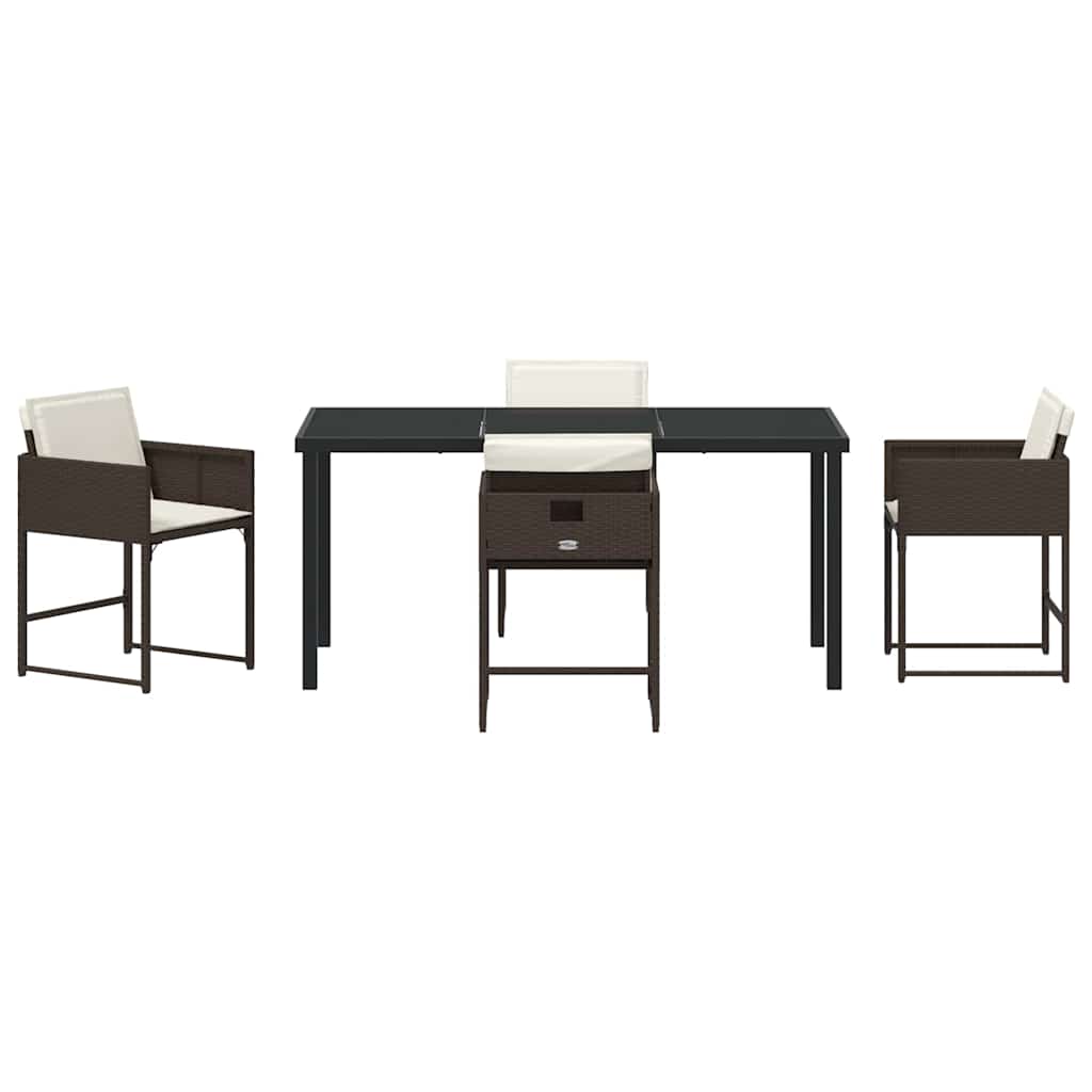 Set da Pranzo per Giardino 5 pcs Marrone polyrattan - homemem39