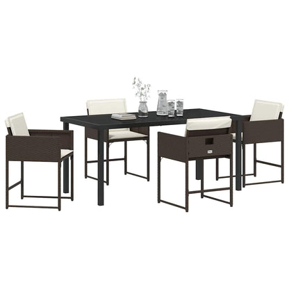 Set da Pranzo per Giardino 5 pcs Marrone polyrattan - homemem39