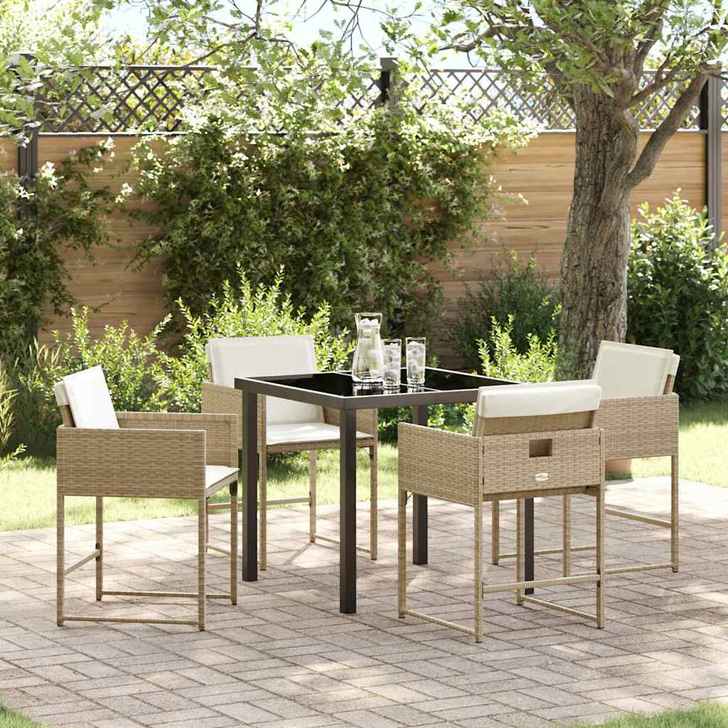 Set da Pranzo per Giardino 5 pcs Beige polyrattan - homemem39