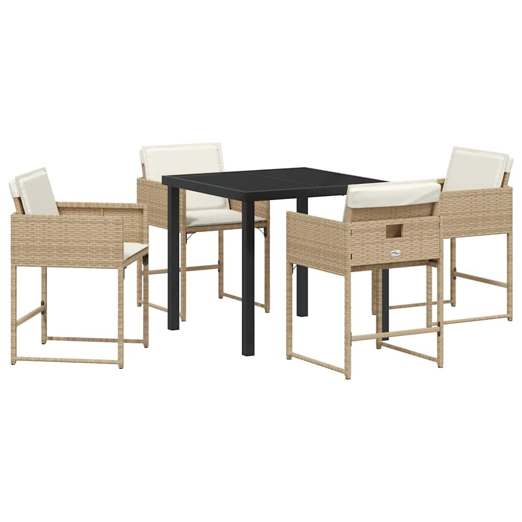 Set da Pranzo per Giardino 5 pcs Beige polyrattan - homemem39