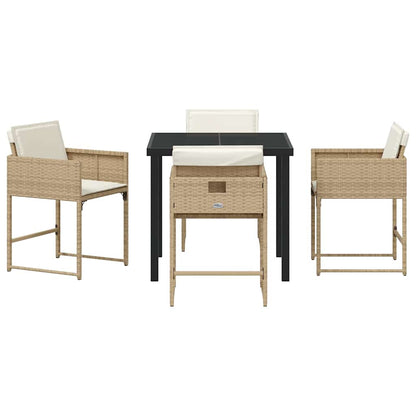 Set da Pranzo per Giardino 5 pcs Beige polyrattan - homemem39