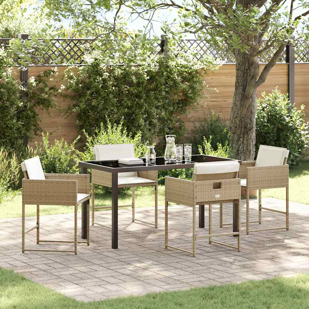 Set da Pranzo per Giardino 5 pcs Beige polyrattan - homemem39