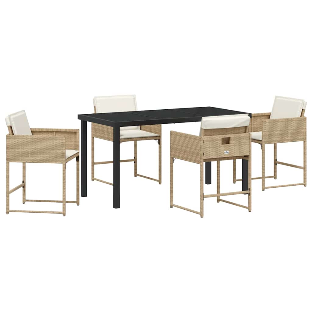 Set da Pranzo per Giardino 5 pcs Beige polyrattan - homemem39
