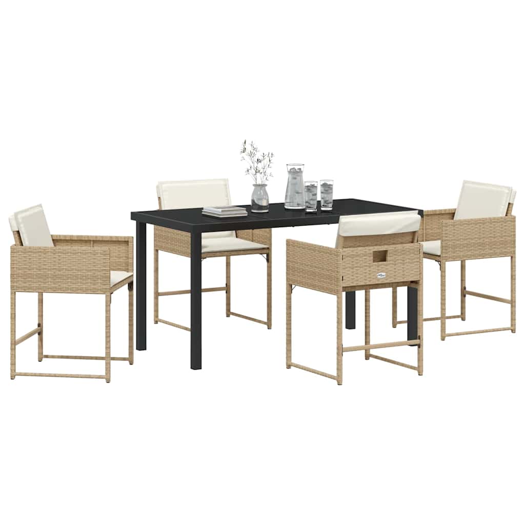Set da Pranzo per Giardino 5 pcs Beige polyrattan - homemem39