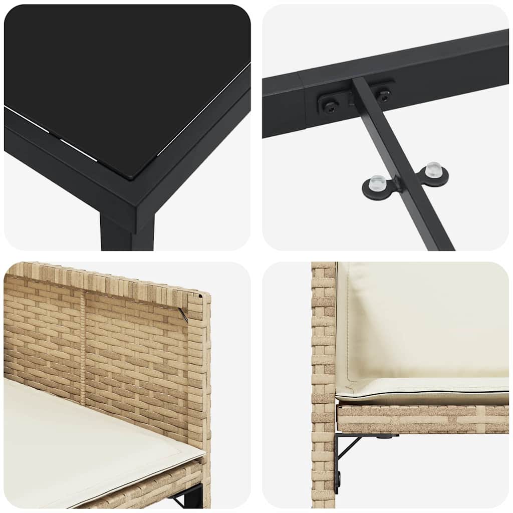 Set da Pranzo per Giardino 5 pcs Beige polyrattan - homemem39