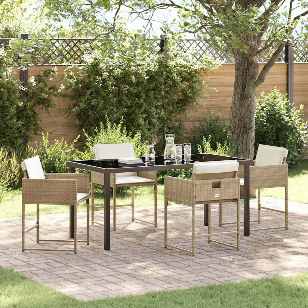 Set da Pranzo per Giardino 5 pcs Beige polyrattan - homemem39