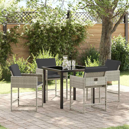 Set da Pranzo per Giardino 5 pcs Grigio chiaro polyrattan - homemem39
